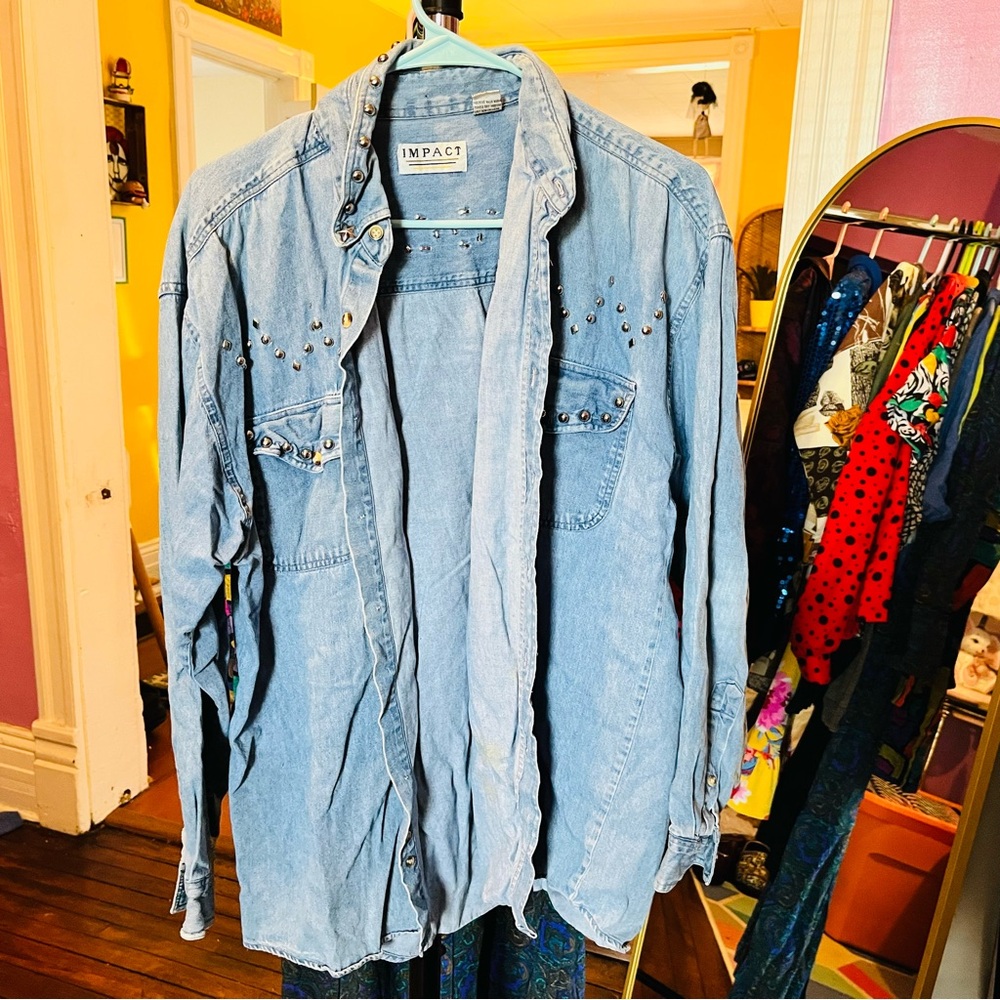 Vintage bedazzled denim shirt